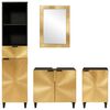 vidaXL Badezimmerschrank-Set 4 pcs Schwarz und Gold Massivholz Mango
