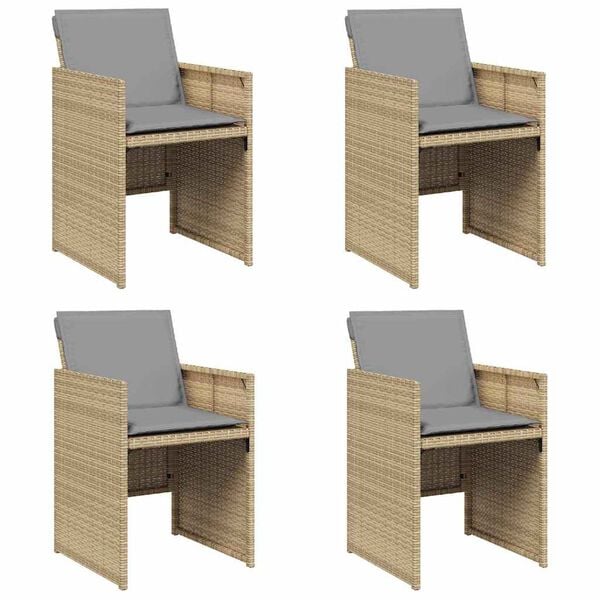 vidaXL Gartenst&uuml;hle mit Kissen 4 Stk. Beigemischung Poly Rattan