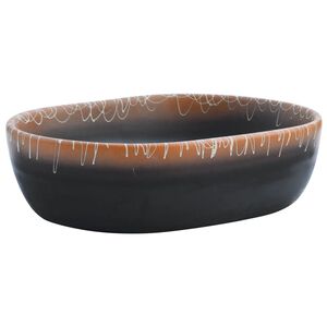 vidaXL Aufsatzwaschbecken Schwarz und Orange Oval 47x33x13 cm Keramik