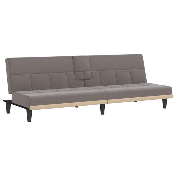 vidaXL Schlafsofa mit Getr&auml;nkehaltern Taupe Stoff