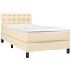 vidaXL Boxspringbett mit Matratze & LED Creme 80x200 cm Stoff