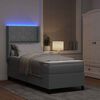 vidaXL LED Boxspringbett mit Matratze Hellgrau 80 x 200 cm Stoff