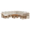 vidaXL Gartensofa-set 12 stk. Nat&uuml;rlich und Cremwei&szlig; Poly-Rattan
