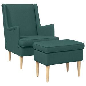 vidaXL Sessel mit Fu&szlig;hocker 2 stk. Dunkelgr&uuml;n Stoff