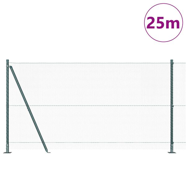 vidaXL Zaunpfosten Gr&uuml;n 25 x 1,2 m (13 mm Maschen) Stahl
