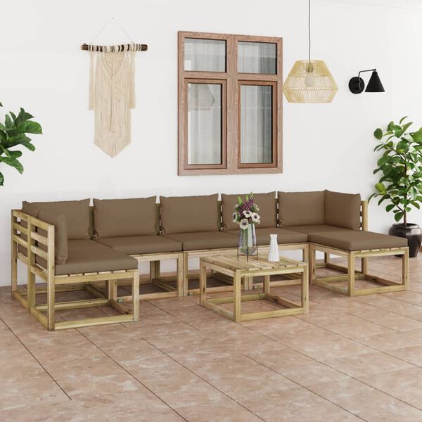 vidaXL 8-tlg. Garten-Lounge-Set mit Kissen Impr&auml;gniertes Kiefernholz