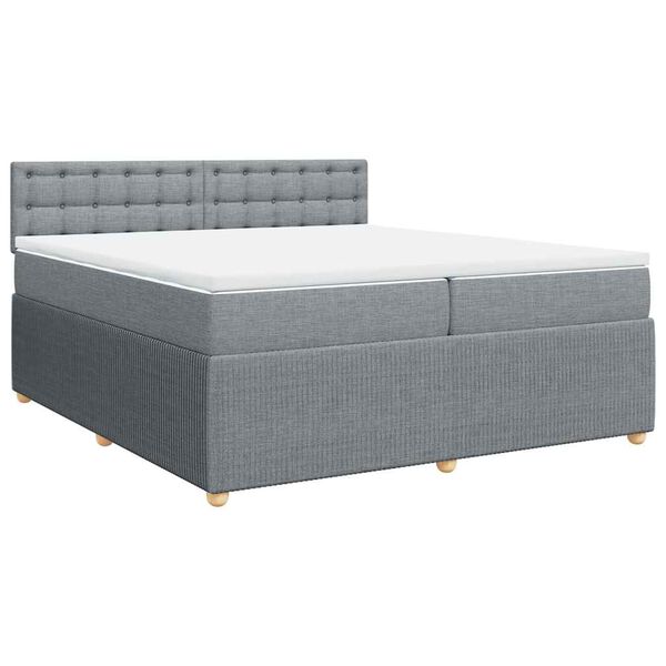 vidaXL Boxspringbett mit Matratze Hellgrau 200x200 cm Stoff
