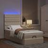 vidaXL Ottoman-Bett mit Matratze & LEDs Creme 90x190 cm Stoff