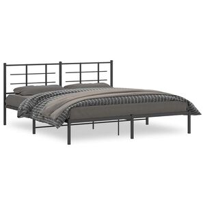 vidaXL Bettgestell mit Kopfteil Metall Schwarz 183x213 cm