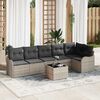 vidaXL Garten-Sofa-Set mit Kissen mit Speicher 7 pcs Grau Poly Rattan