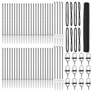 vidaXL Zaunpfosten Grau 100 x 1,2 m (36 mm Maschen) Stahl und PVC