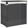 vidaXL Wäschekorb mit 2 Fächern Grau 53x35x57 cm Poly Rattan