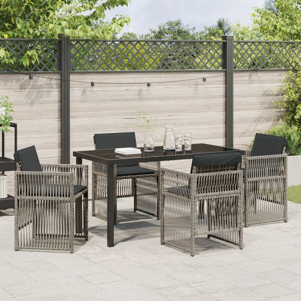 vidaXL Garten Essgruppe 5 pcs Grau Pulverbeschichteter Stahl