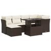 vidaXL 7-tlg. Garten-Sofagarnitur mit Kissen Braun Poly Rattan