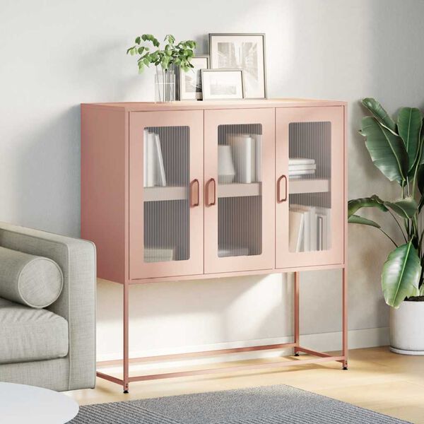 vidaXL Sideboard Rosa 100,5x39x107 cm Kaltgewalzter Stahl
