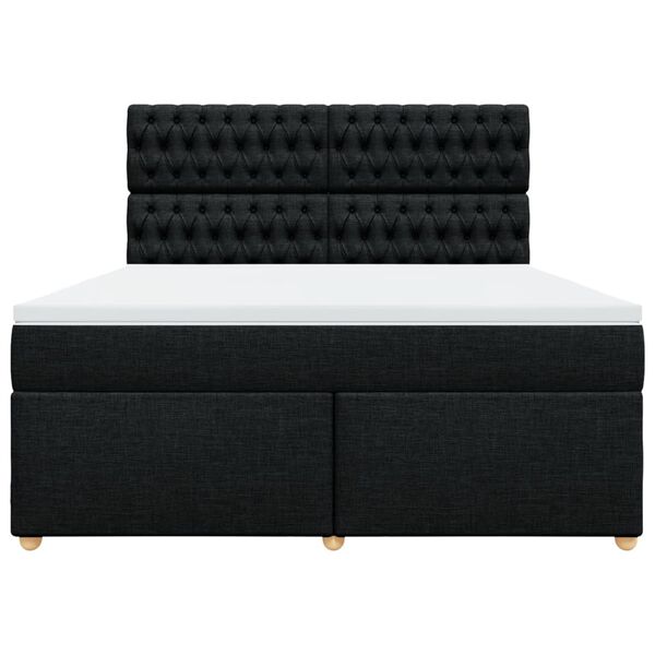 vidaXL Boxspringbett mit Matratze Schwarz 180x200 cm Stoff