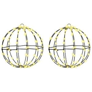 vidaXL Ball mit 192 LEDs 2 pcs Warmwei&szlig; 30 x 30 x 32 cm Metall