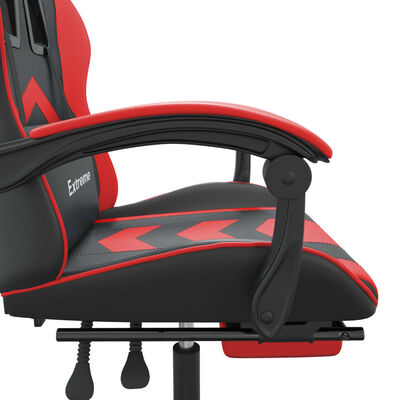 vidaXL Gaming-Stuhl mit Fußstütze Drehbar Schwarz & Rot Kunstleder