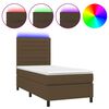 vidaXL Boxspringbett mit Matratze & LED Dunkelbraun 90x190 cm Stoff