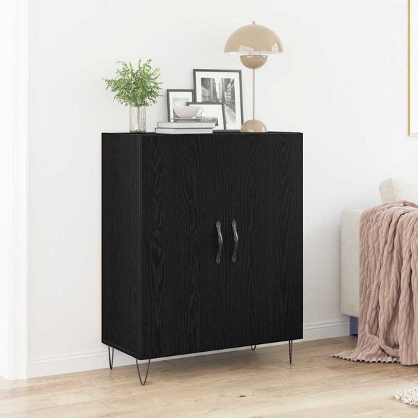 vidaXL Sideboard Schwarz Eichen-Optik 69,5 x 34 x 90 cm Holzwerkstoff