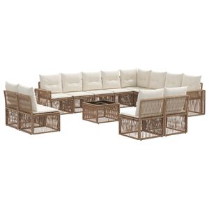 vidaXL Gartensofa-set 13 pcs Beige und Cremewei&szlig; Poly-Rattan