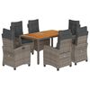 vidaXL 7-tlg. Garten-Essgruppe mit Kissen Grau Poly Rattan