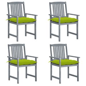 vidaXL Gartenst&uuml;hle mit Kissen 4 Stk. Grau Massivholz Akazie