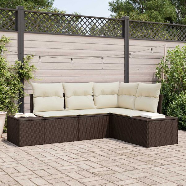 vidaXL Gartensofa-set 4 pcs Braun Poly-Rattan
