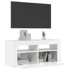 vidaXL TV-Schrank mit LED-Leuchten Hochglanz-Weiß 90x35x40 cm