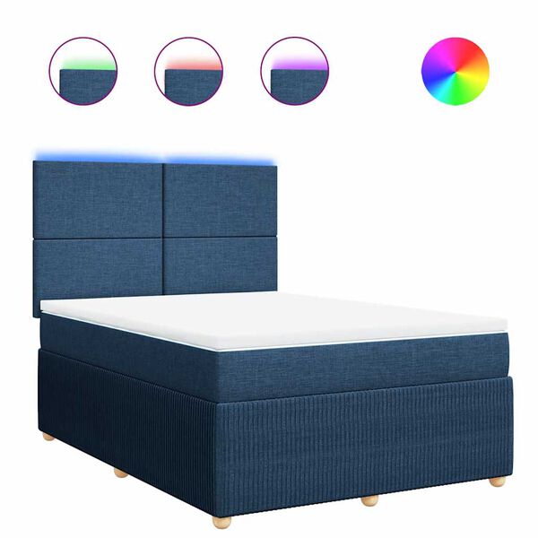 vidaXL Boxspringbett mit Matratze Blau 140x200 cm Stoff