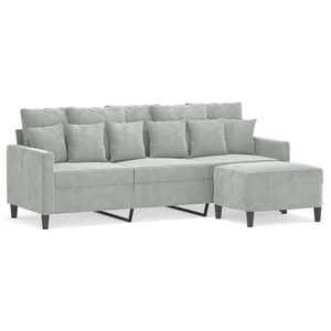vidaXL 3-Sitzer-Sofa mit Hocker Weinrot 180 cm Samt