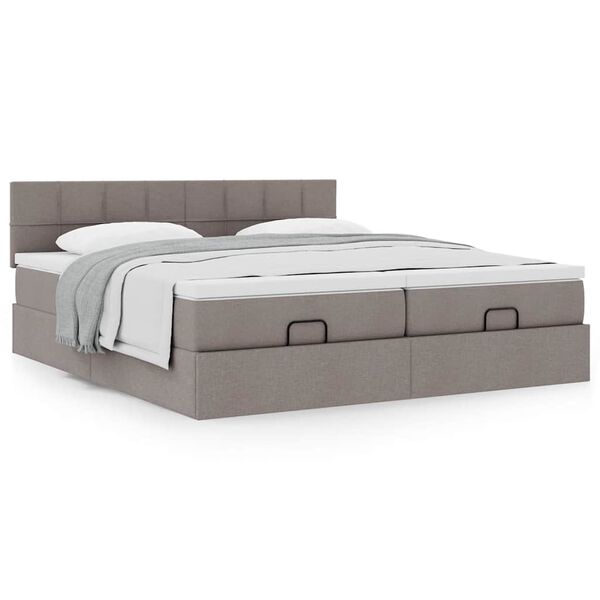 vidaXL Ottoman-Bett mit Matratzen Taupe 160x200 cm Stoff