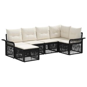 vidaXL Gartensofa-set 6 stk. Schwarz Poly-Rattan