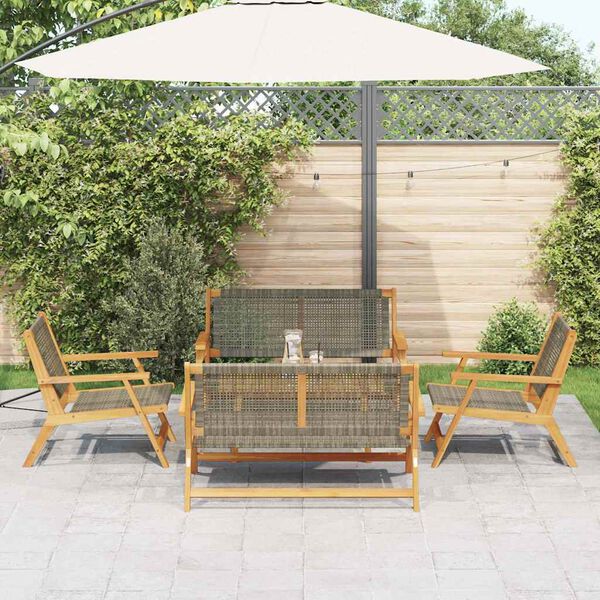 vidaXL Gartenstühle mit Tisch 5 pcs Grau 90 x 45 x 40 cm