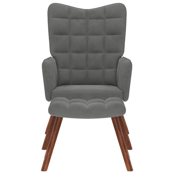 vidaXL Relaxsessel mit Hocker Dunkelgrau Samt