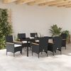 vidaXL Garten Essgruppe mit Kissen 7 pcs Schwarz Poly-Rattan