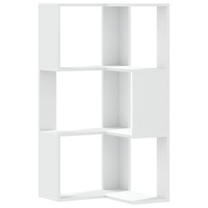 vidaXL Eck-B&uuml;cherregal 3 B&ouml;den Wei&szlig; 50x50x102 cm Holzwerkstoff