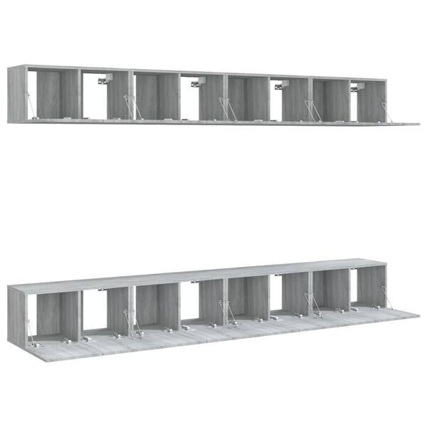 vidaXL 8-tlg. TV-Schrank-Set Grau Sonoma 60x30x30 cm Holzwerkstoff