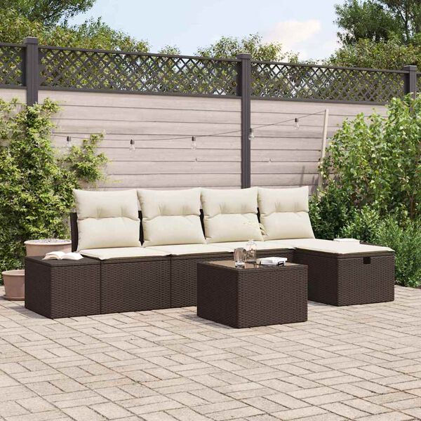 vidaXL Garten-Sofa-Set 6 pcs Braun 55 x 62 x 69 cm Poly Rattan