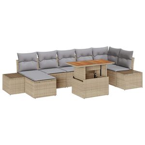 vidaXL Garten-Sofa-Set mit Kissen 8 pcs Beige und Grau