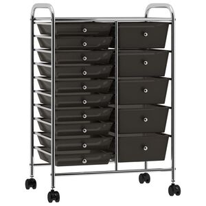 vidaXL XXL Schubladenwagen mit 15 Schubladen Schwarz Kunststoff