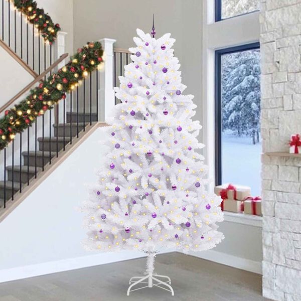 vidaXL K&uuml;nstlicher klappbarer Weihnachtsbaum Wei&szlig; 300 cm PVC und Stahl