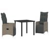 vidaXL Garten Essgruppe 3 pcs Grau Poly-Rattan