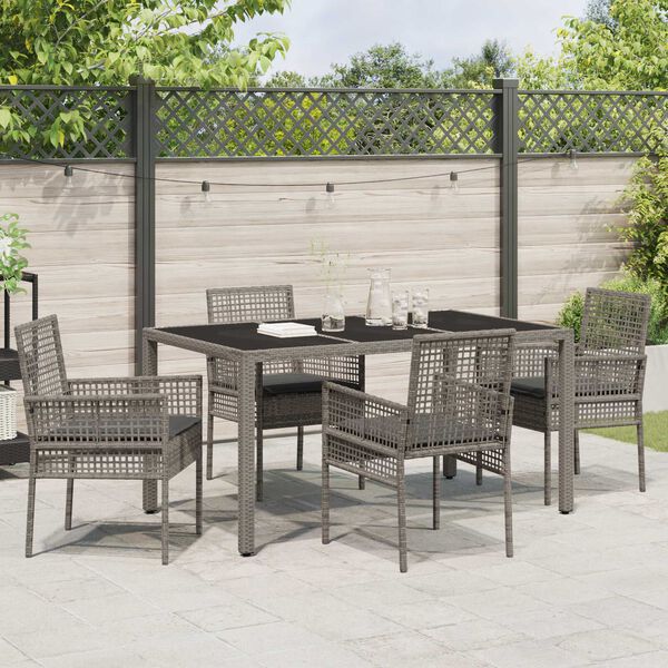 vidaXL Garten Essgruppe 5 pcs Grau Poly-Rattan