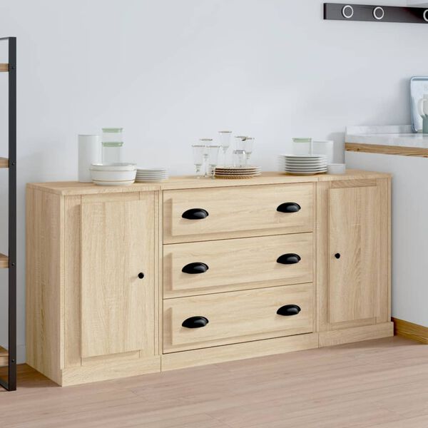vidaXL Sideboards 3 Stk. Sonoma-Eiche Holzwerkstoff