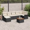 vidaXL Garten-Sofa-Set mit Kissen mit Speicher 8 pcs Schwarz und Creme