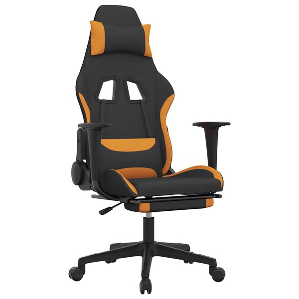 vidaXL Gaming-Stuhl mit Massage & Fu&szlig;st&uuml;tze Schwarz und Orange Stoff