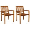 vidaXL Garten-Essst&uuml;hle 2 Stk. Stapelbar Teak Massivholz