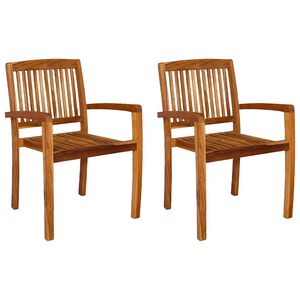 vidaXL Garten-Essst&uuml;hle 2 Stk. Stapelbar Teak Massivholz