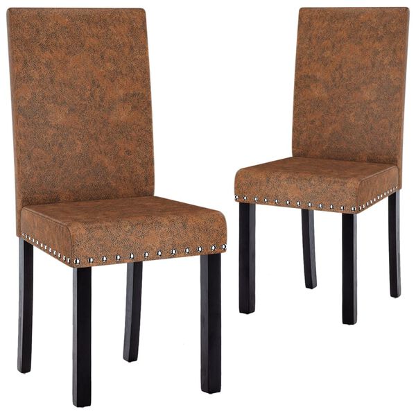 vidaXL Esszimmerst&uuml;hle 2 Stk. Braun Stoff